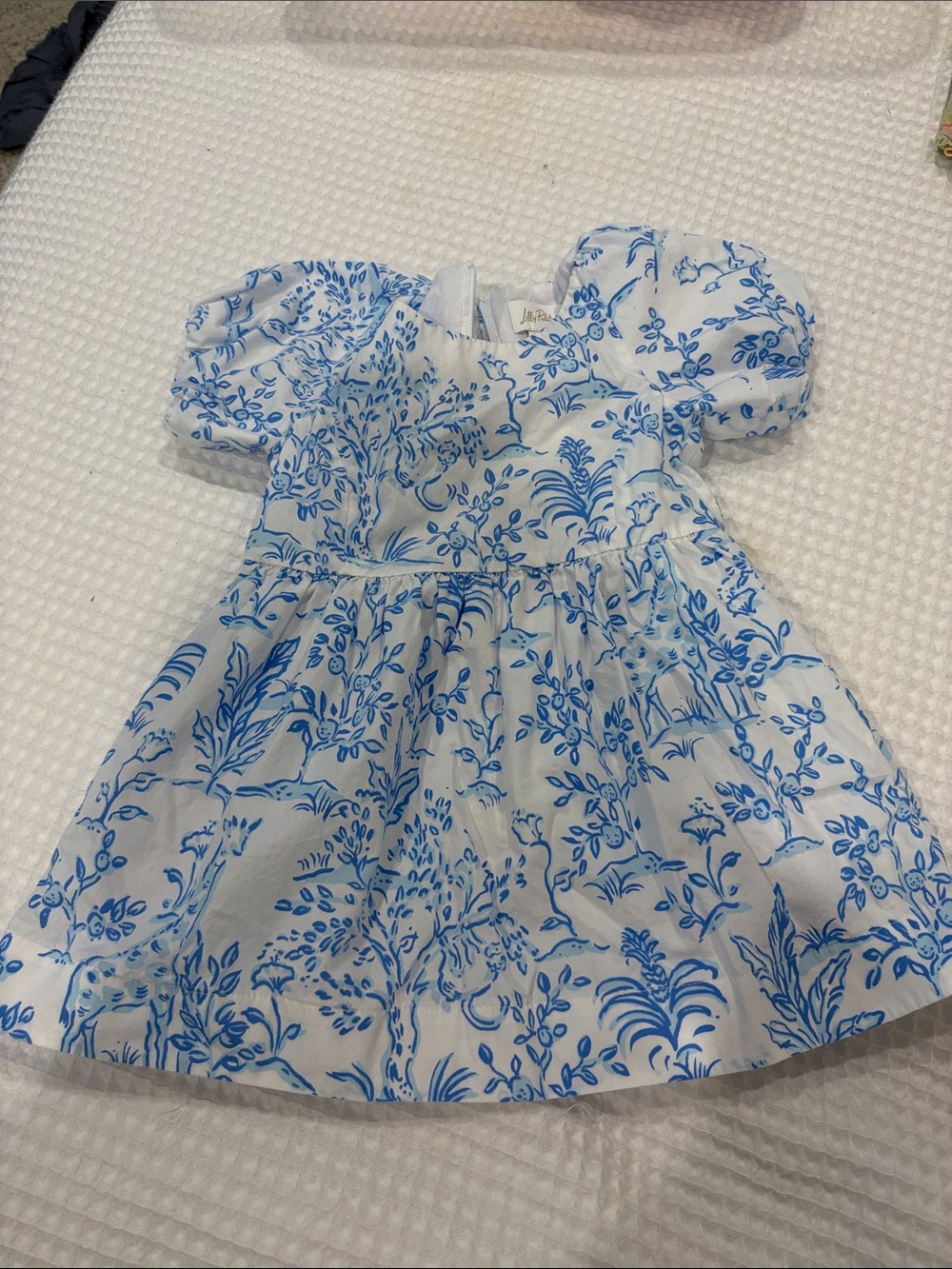 Lilly Pulitzer Blue & White Floral Puff Sleeve Dress